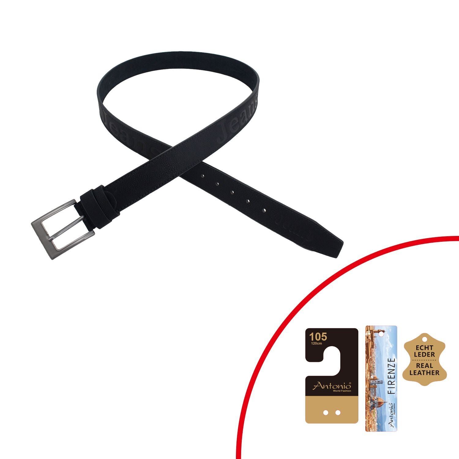 Ledergürtel für Männer » Herren Gürtel » Echt Leder Herrengürtel » schwarz matt 4 cm - 110 (125cm)