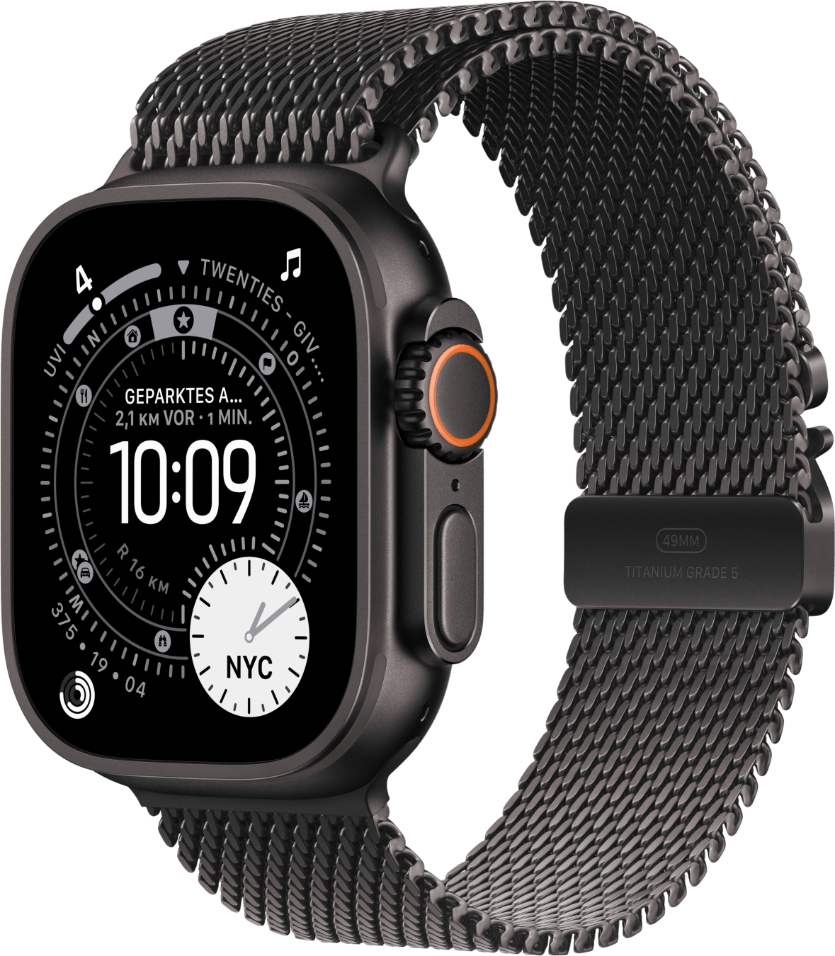 Apple Watch Ultra 3 GPS + Cellular, Titangehäuse, Milanaise-Armband, 49 mm