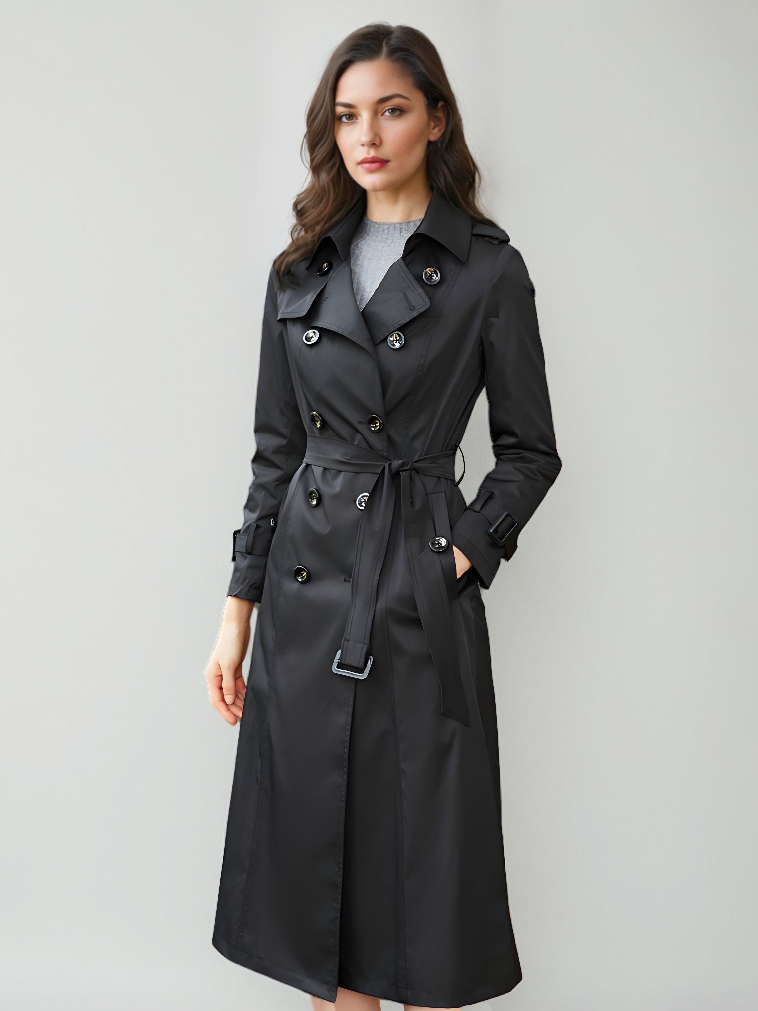 Damen Trenchcoat Modern Polyester Umlegekragen Knöpfe Lange Ärmel