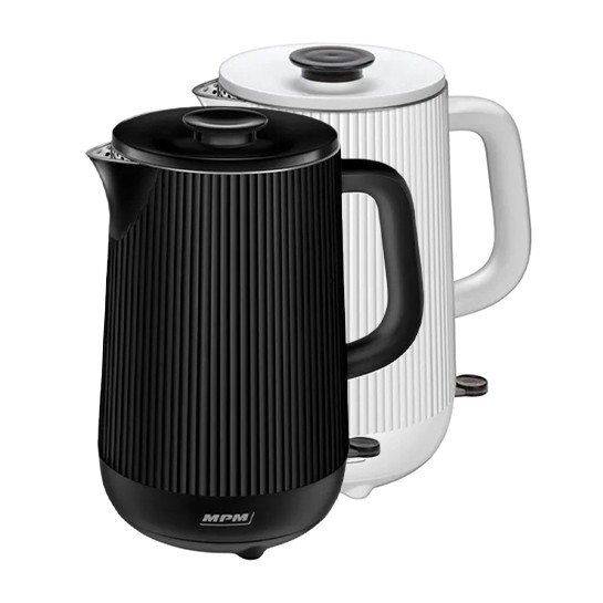 MPM – Geräuscharmer, doppelwandiger Wasserkocher aus Edelstahl – 1,7 Liter – 1800 W – 2 Farben