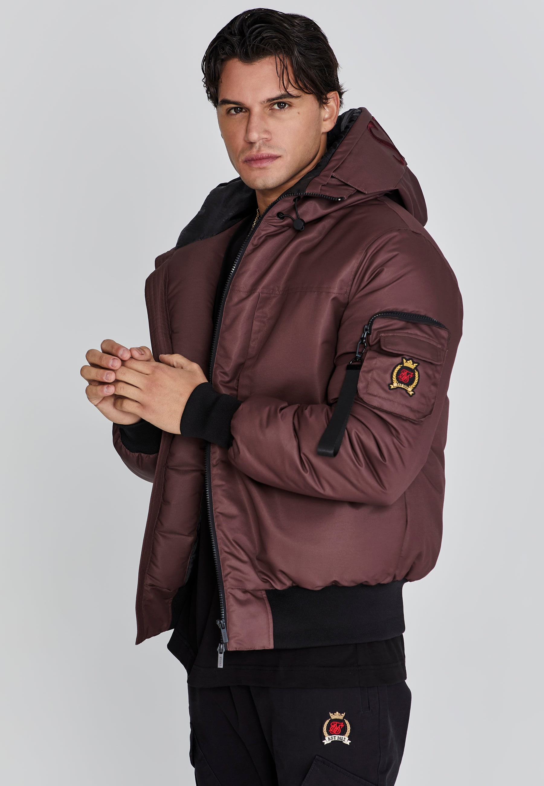 SikSilk Herren braune Bomberjacke XL