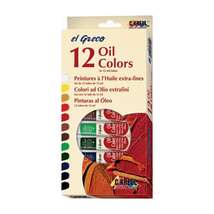 EL GRECO Ölfarben-Set, 12 Stück, je 12 ml