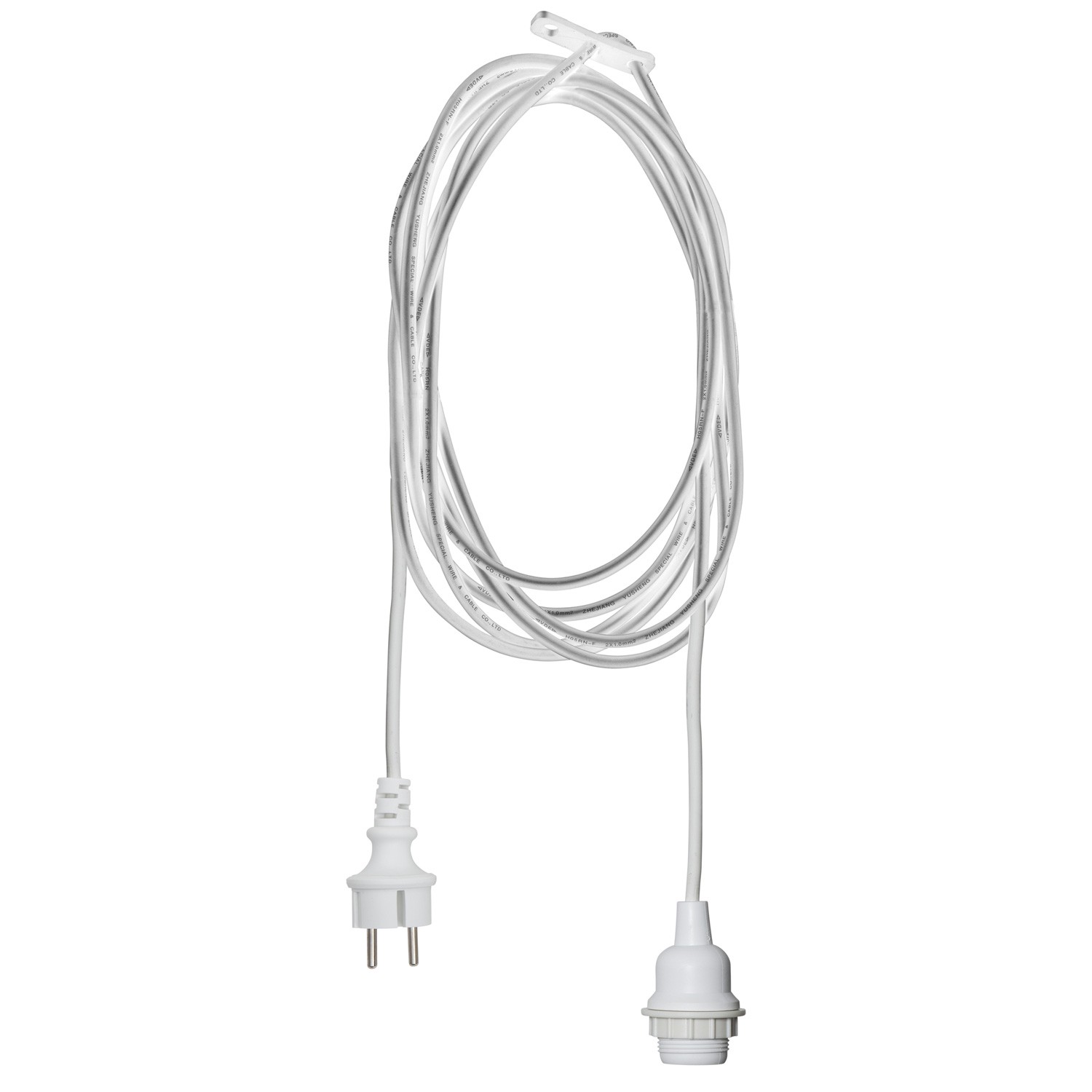 Kabel mit E27 Lampenfassung -  für Lampenschirme/Hängeleuchten - für Innen/Außen - 2,5m - weiß