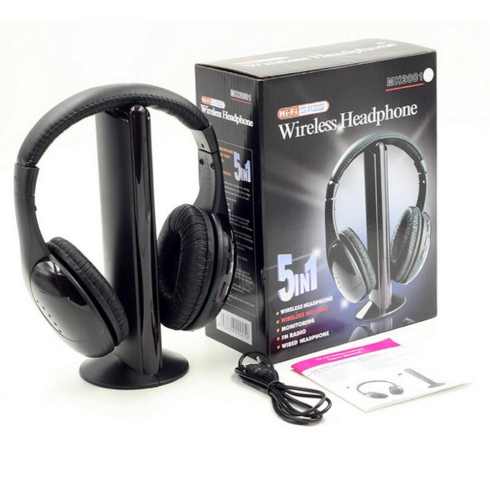 MH-2001 5-in-1 Casque Bluetooth sans fil FM Radio Computer Headset TV.Surveiller le casque sans fil