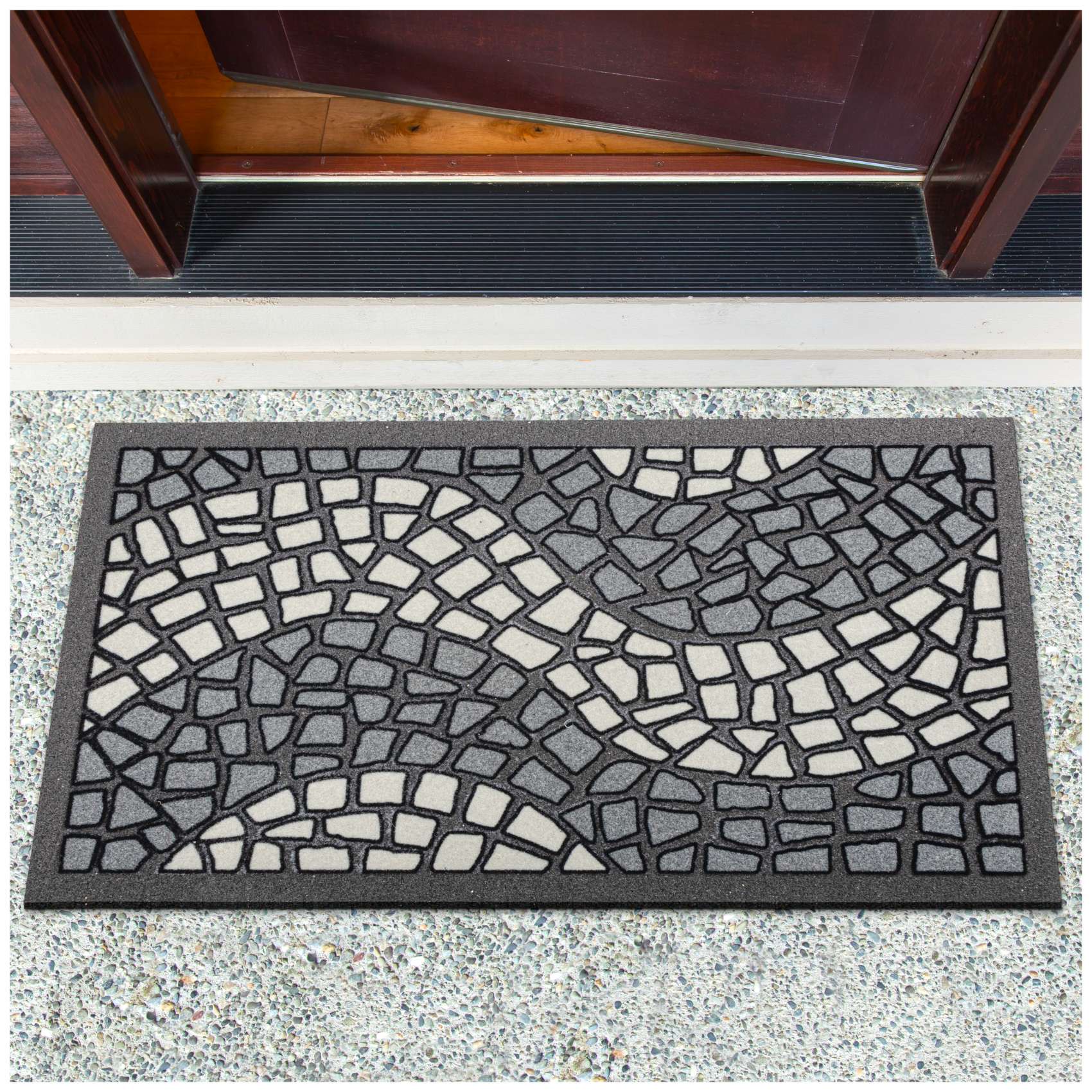 Schmutzfangmatte Fußmatte Sauberlaufmatte Schmutzmatte Motiv Mosaik Grau 40x68cm