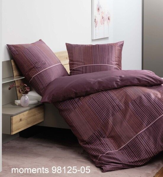 Janine Janine Mako-Satin Bettwäsche moments 98125 beere orange Größe:  155x220 cm + 80x80 cm