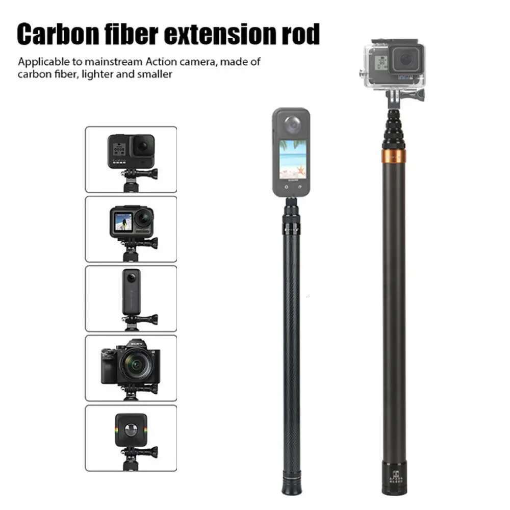 300 cm Super Long Fibre en fibre de carbone invisible pour Insta360 x3 / Action 3 / GoPro 12 11 10 9 8 Stick Selfie Stick