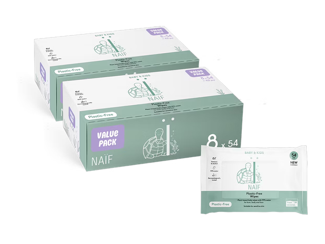 16x Naïf plastikfreie Feuchttücher | 54 Stück