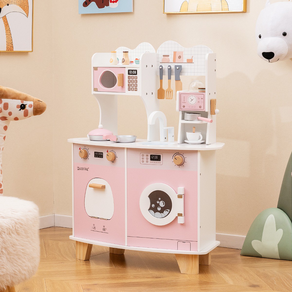 Kinderküche mit Zubehör & Kaffeemaschine & Mikrowelle & Ofen Kinder Küche Spielküche