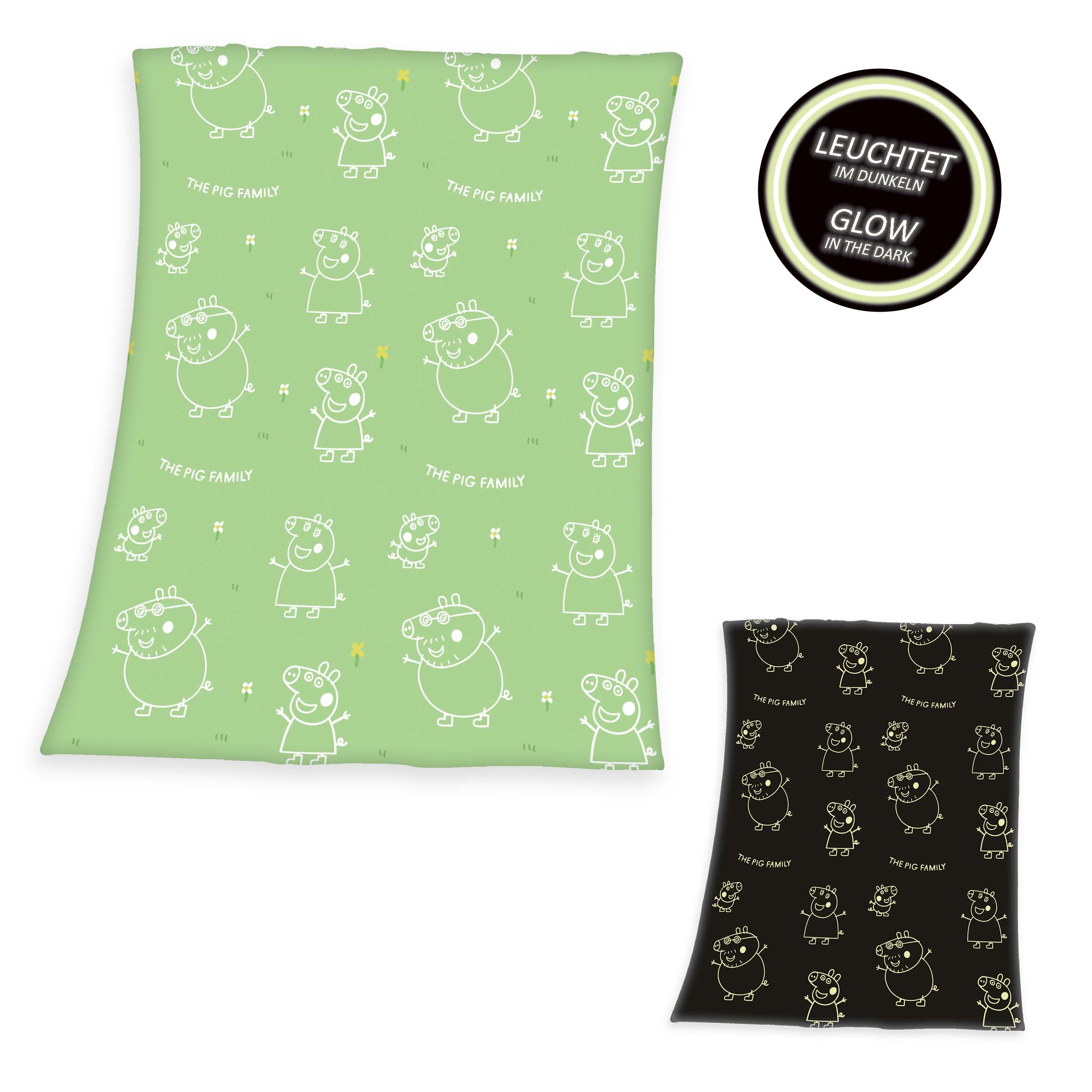 Peppa Wutz Decke - Glow Green