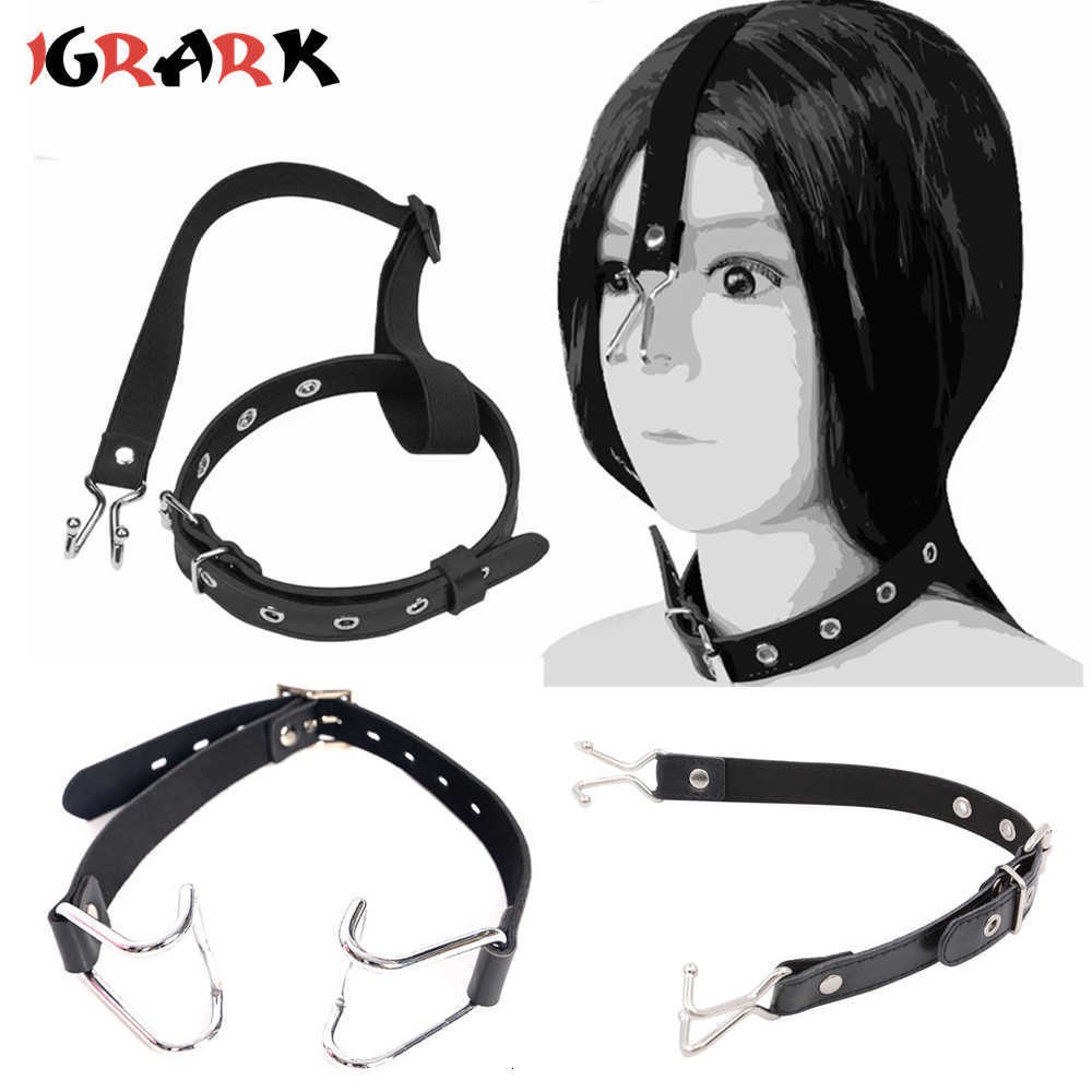 Sex toy vibrator massger Adult Games Nose Hook Oral Fetish Open Mouth Bite Gag Leather Bdsm Bondage Gear Harness Strap Sex Toys For Couples Women