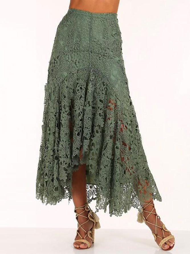 Damen Ethnisch Frühling/Herbst Spitze Keine Elastizität Täglich Maxikleid Heiße Liste A-Linien Regelmäßig Rock