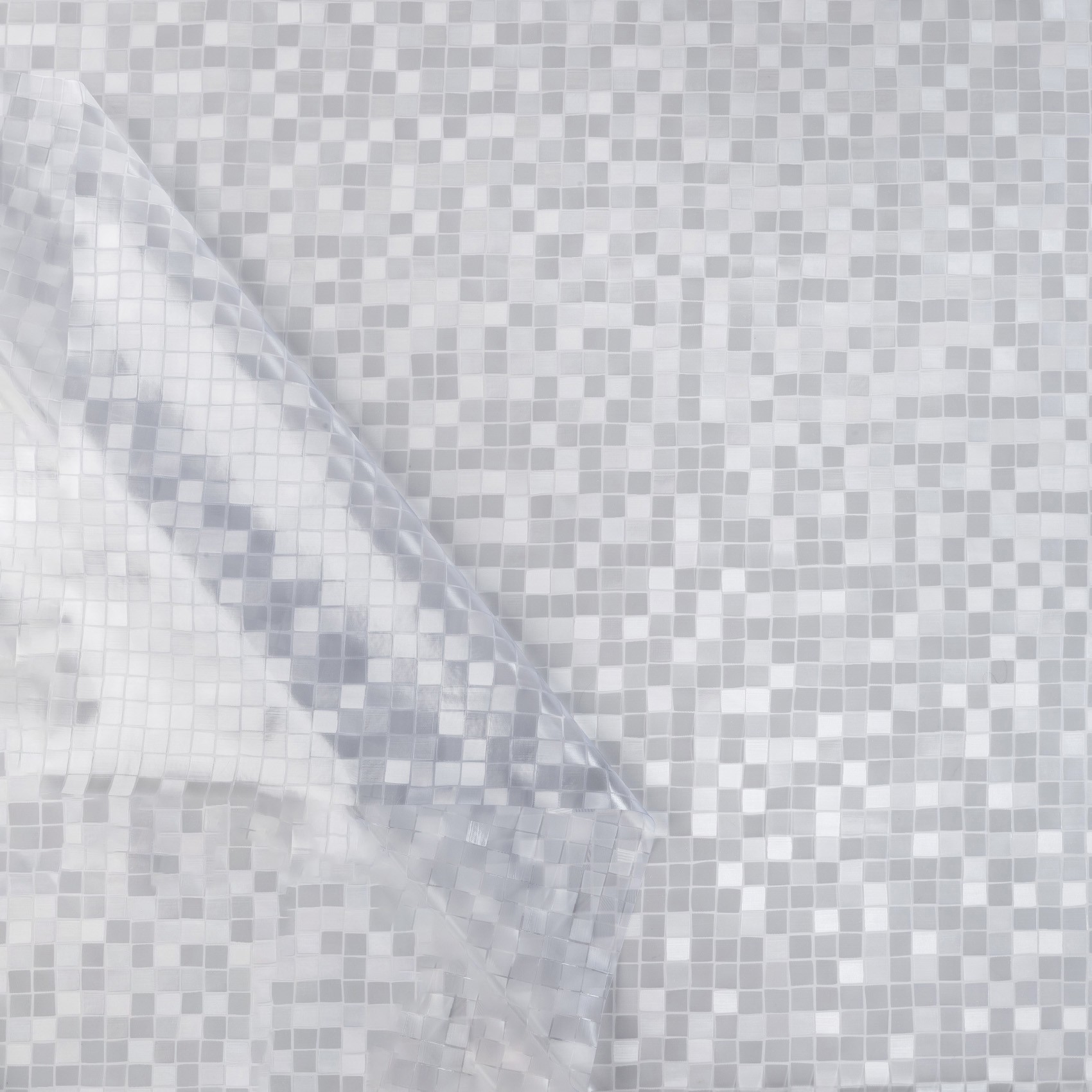 Durchsichtige Tischdecke Karo Klein 0,2 mm Halb-Transparent Glasklar, transparent 120x137cm Paspelband (Eingefasst)