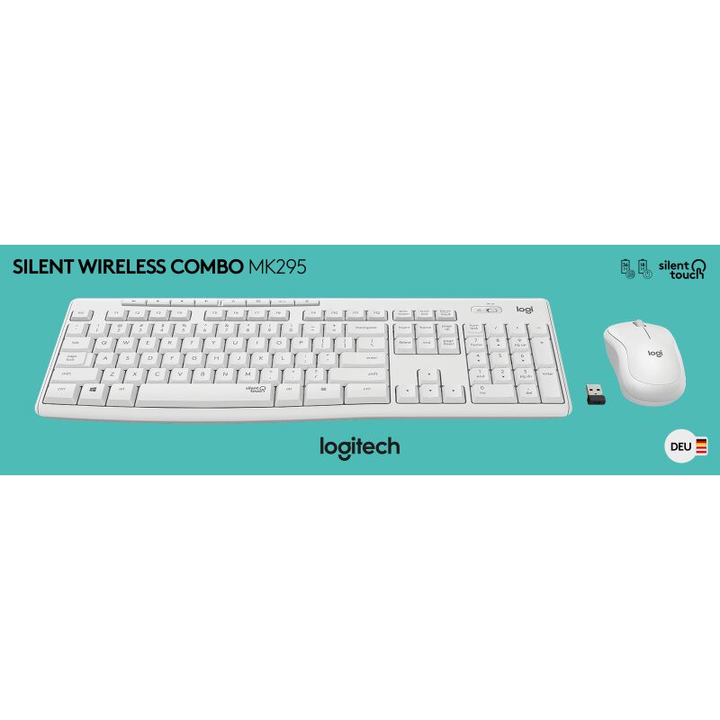 Logitech Tastatur/Maus Set MK295, Wireless, weiss