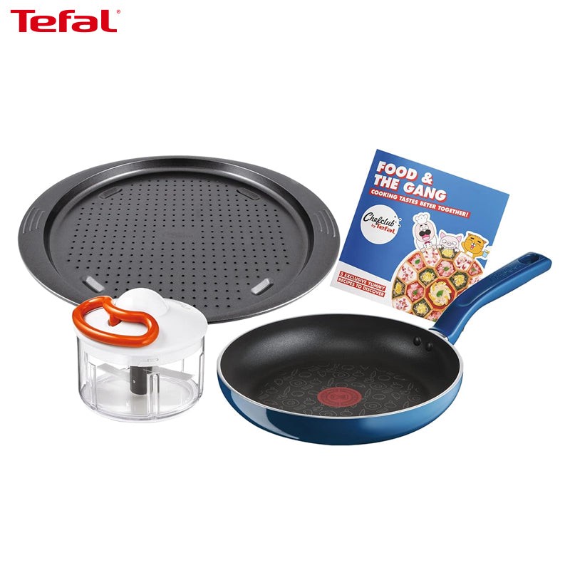 Bratpfanne 24 cm + manueller Zerkleinerer 5 Sek. 500 ml + Pizzateller 34 cm + Rezeptheft
