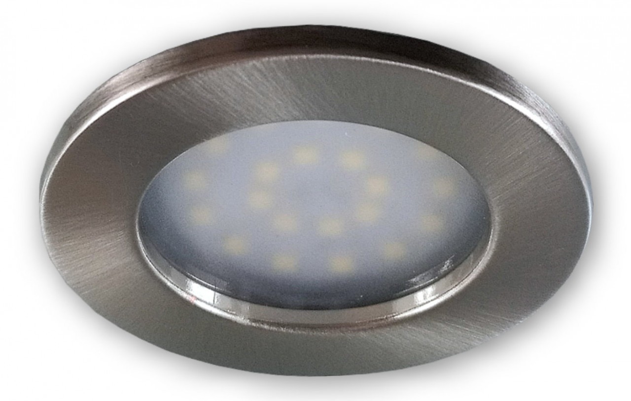 Flacher LED Einbaustrahler 230 V alu geb�rstet 9252 - 2 W warmweiss