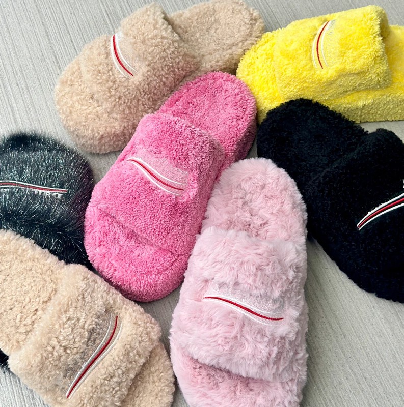 Women's Designer Slipper classic winter furry Sandals luxury Slipper fur Flat Heel slide fluffy Sliders man shoe house fur sandal sandale co
