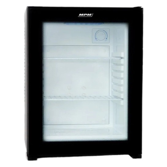 MPM - Mini-Kühlschrank mit Glastür - Tür links/rechts - LED-Beleuchtung - 34 Liter