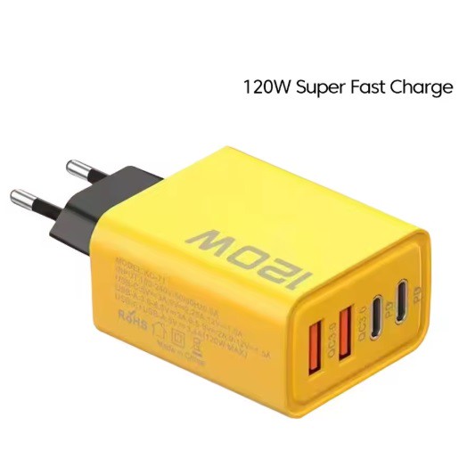 Chargeur USB 4 ports 120 W PD Type C, charge rapide, adaptateur secteur pour iPhone, Samsung, Android - Chargeur rapide pour téléphone 4 ports - Cha - 000053