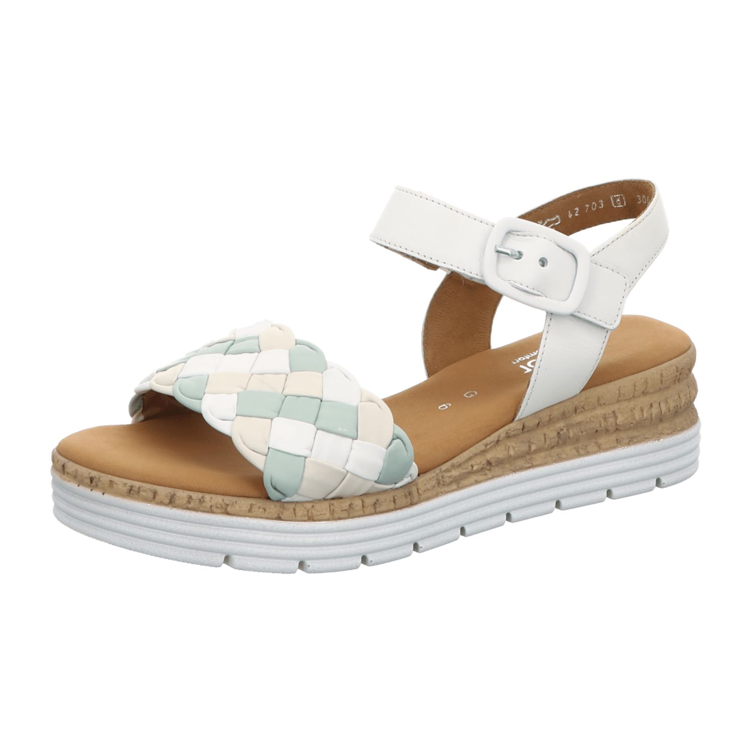 Gabor comfort 42703-61 Weiss/Mint/Creme (weiß) - elegante Sandale - Damenschuhe Sandalette / Sling, Weiß, leder (nappa) für Damen, weiß, Gr. 40 EU / 6,5 UK