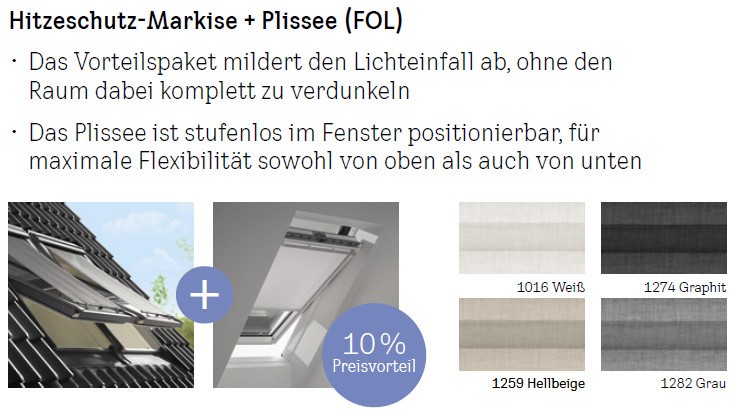 VELUX-Vorteils-Set Markise u. Plissee für Größe PK10 