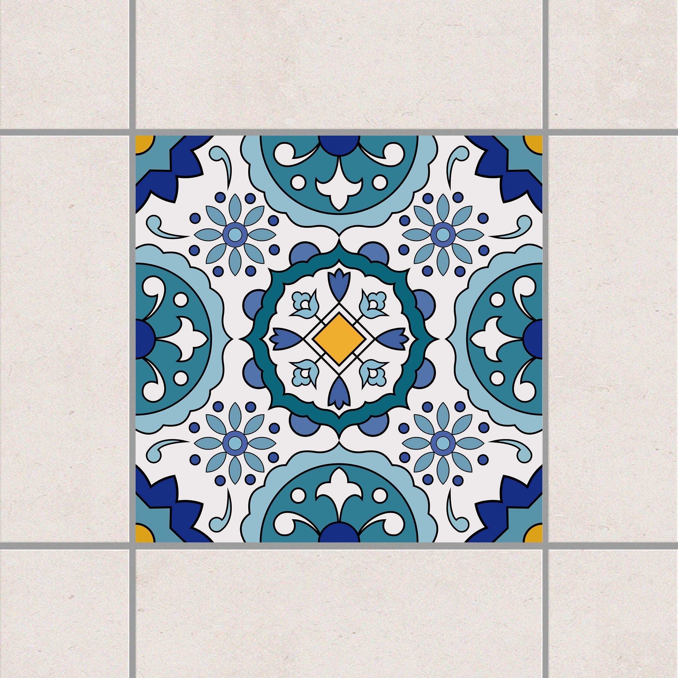 Fliesenaufkleber Portugiesische Azulejo Fliese Türkis