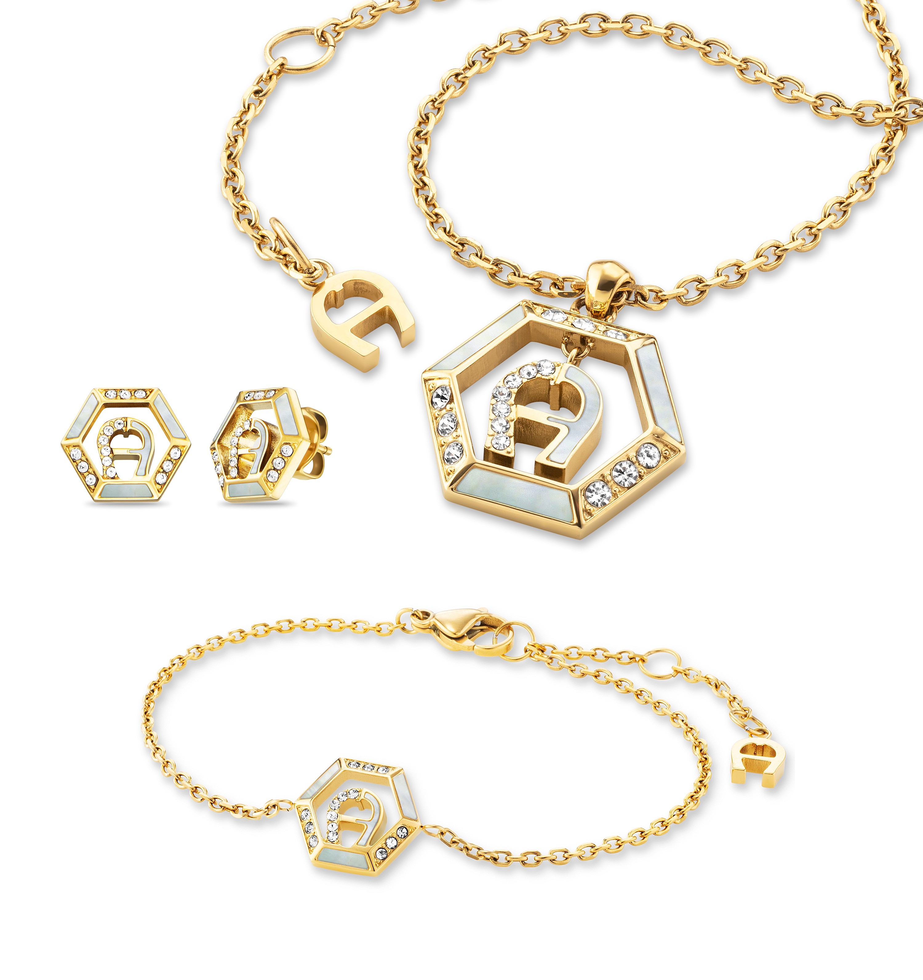 Aigner VALERIA Set aus Kette Armband und Ohrring gold
