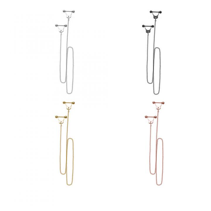 Brustwarzenpiercing Schloss Schild Kette + Barbells silberfarbig schwarz goldfarbig roségoldfarbig