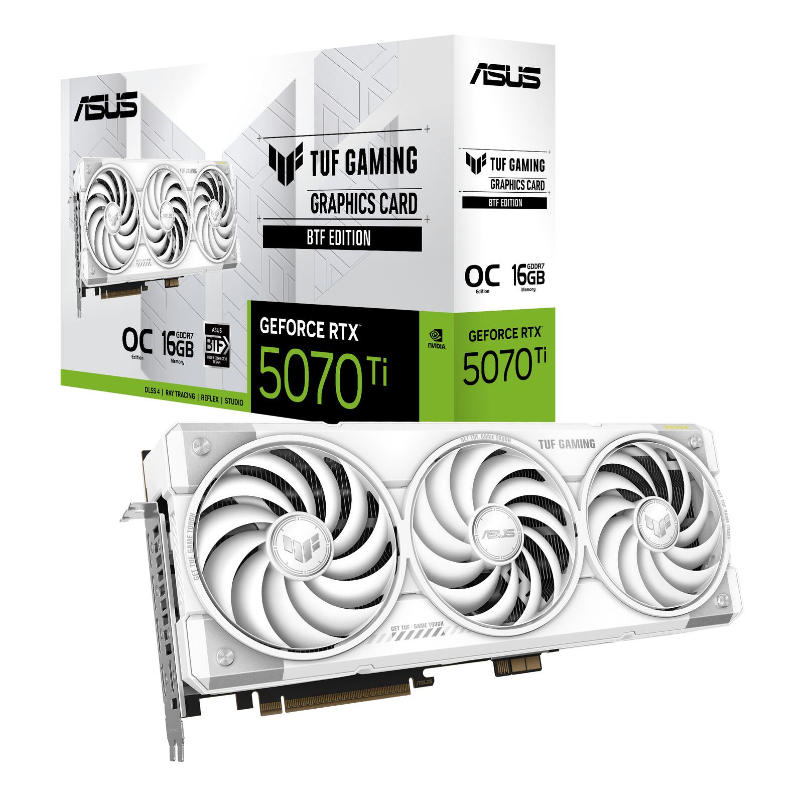 ASUS TUF Gaming GeForce RTX 5070 Ti 16GB GDDR7 BTF OC Edition Gaming Grafikkarte Weiß