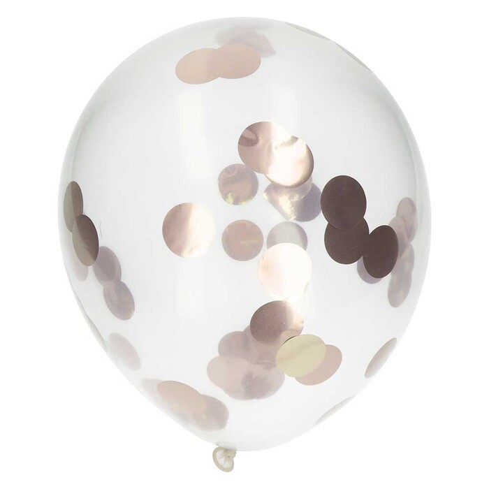 Luftballons mit Rose Gold Konfetti 30 cm 4 Stück