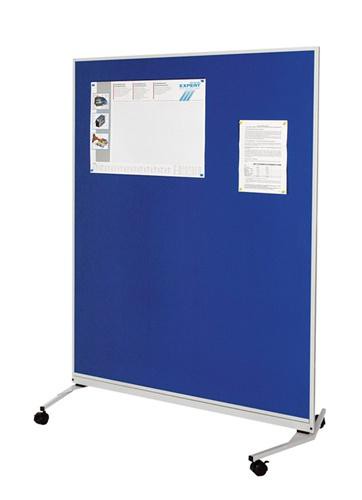 Mobile Stellwand B1200xH1500mm, fahrbar Textilbezug königsblau