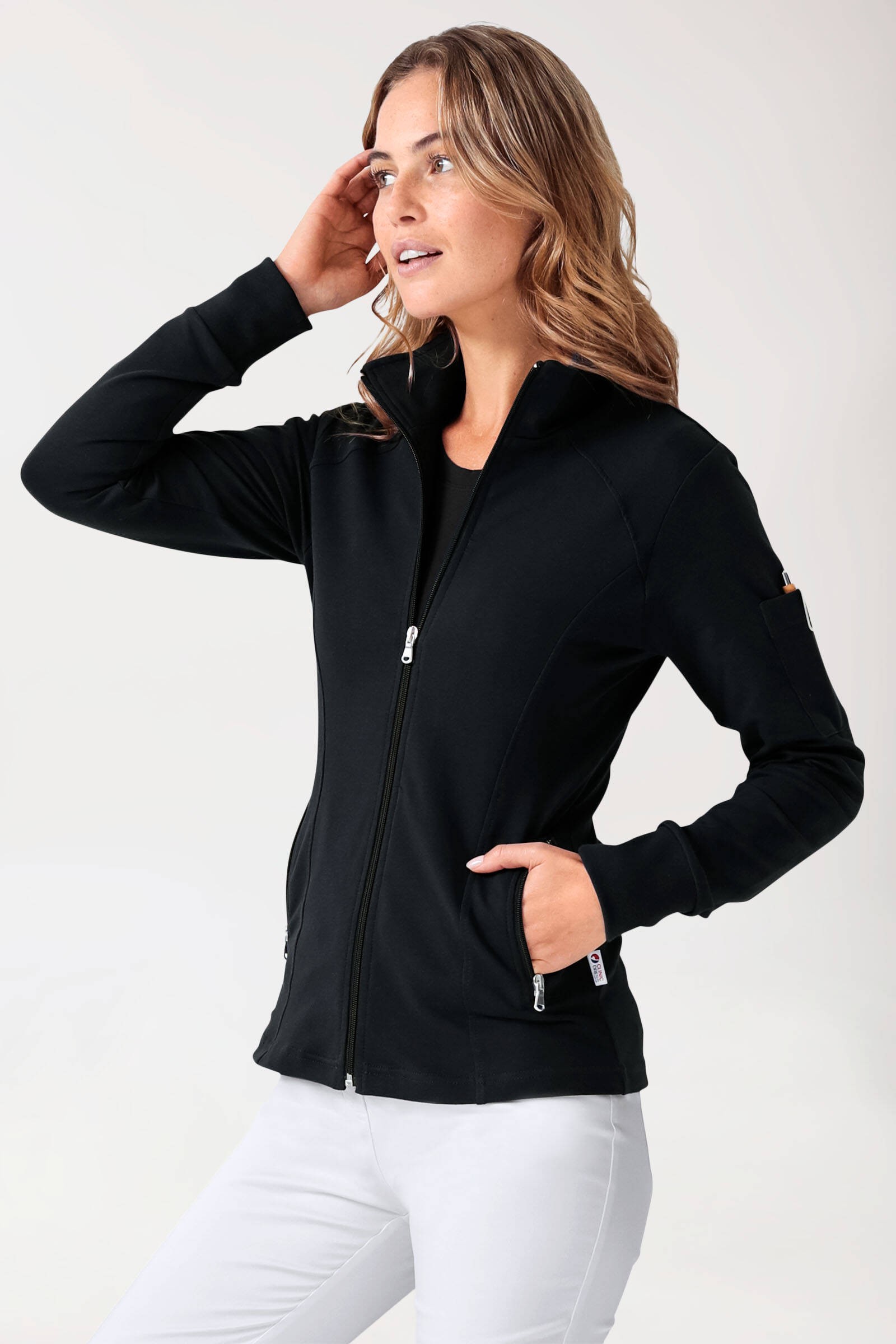 Sweatjacke Damen - Stehkragen schwarz - Berufsbekleidung.de