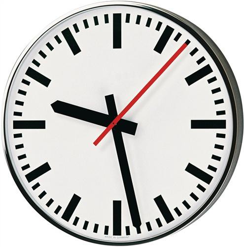 Wanduhr Quarz-Batterie-Uhr, Metall,lack.silber 1,5 V D.400mm Balken