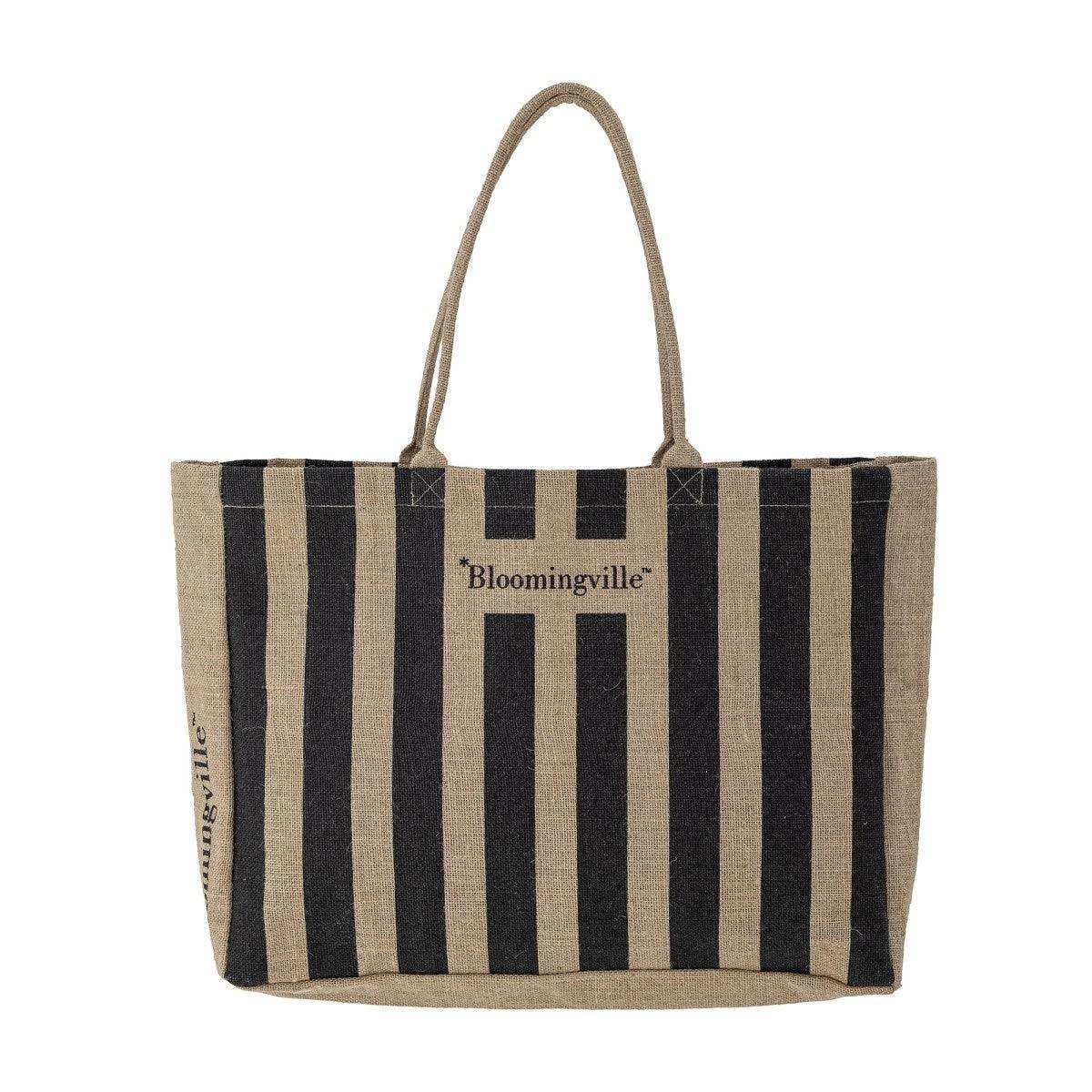 Bloomingville Bergamo Shopper Tasche schwarz Jute