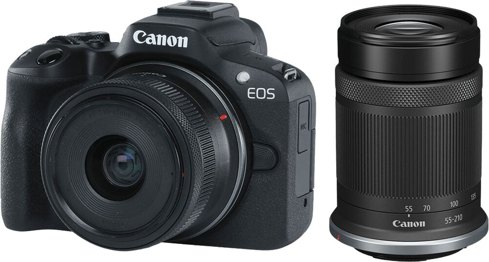 Canon EOS R50 Systemkamera, mit Objektiv RF-S 18-45mm f/4.5-6.3 IS STM + RF-S 55-210mm f/5-7.1 IS STM