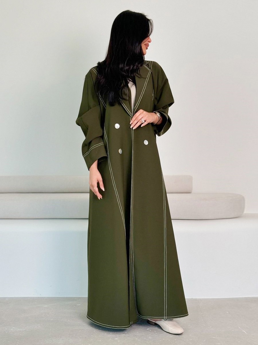 Trenchcoat für Damen praktische Knöpfe Umlegekragen lange Ärmel Polyester Knopfleiste vorne