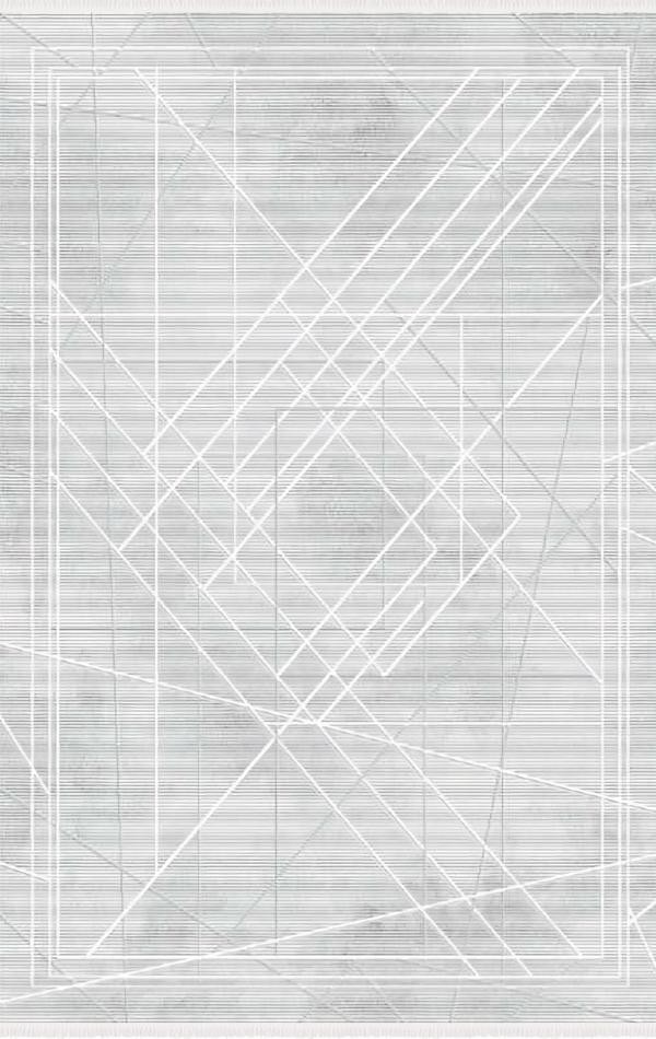 Bodenbelag Teppich Kunstfaserteppich Kurzflor Linien Bordüre Grau Flur 160x230