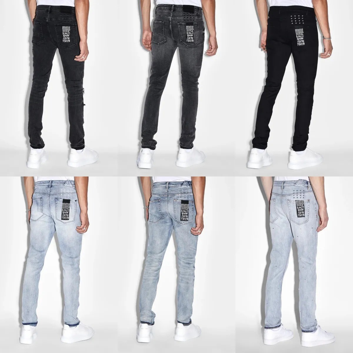QA KSUBI Jeans Brand Denim Ksubis Jeans High Quality Fashion Men Jeans Designer Pant de motard en détresse Ripped Black Blue Blue Slim Fit