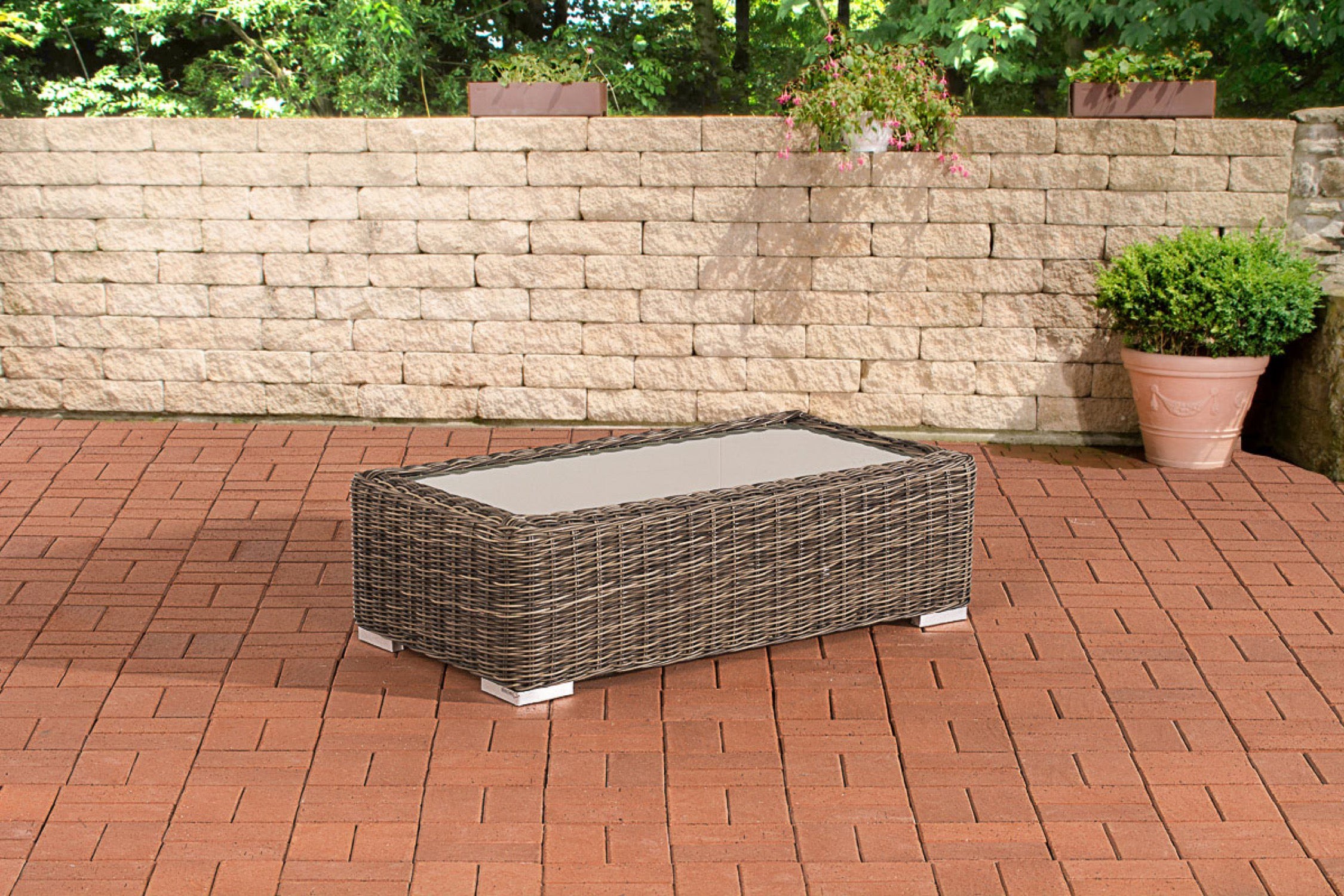 TPFGarden Gartentisch Maden 5mm Polyrattan - grau-meliert Stück