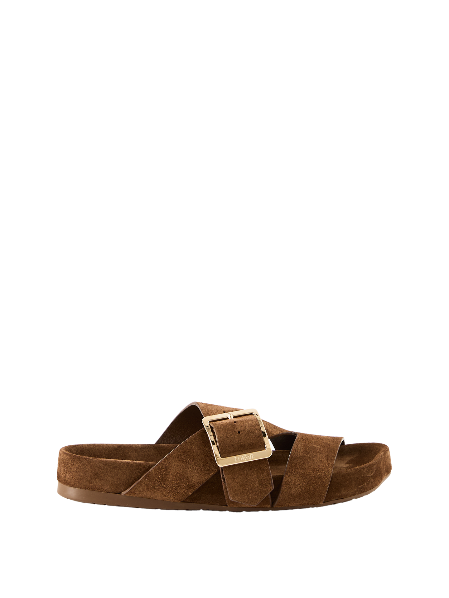 Sandale 'Ease Buckle' aus Veloursleder Braun
