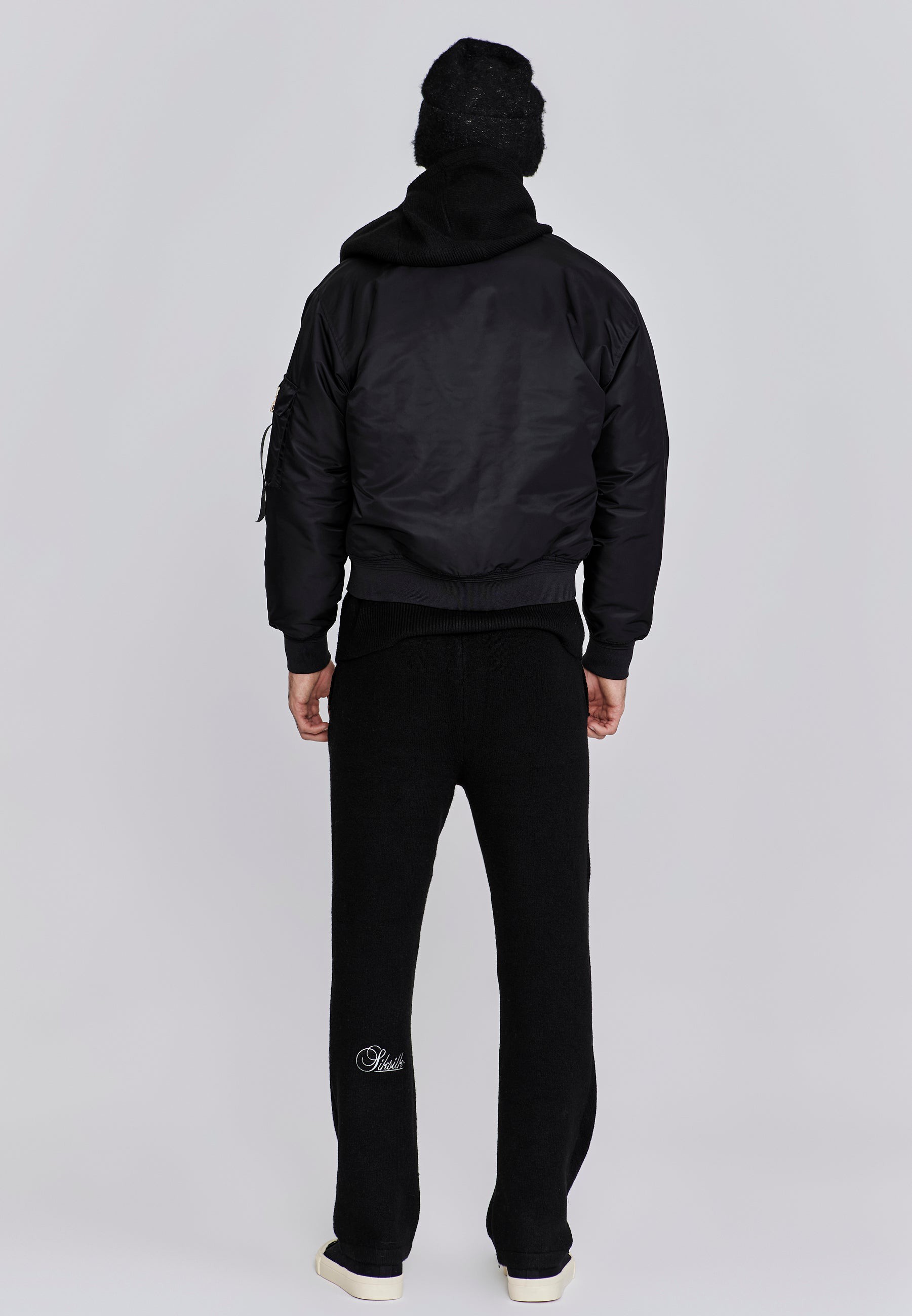 SikSilk Herren Schwarze Bomberjacke L