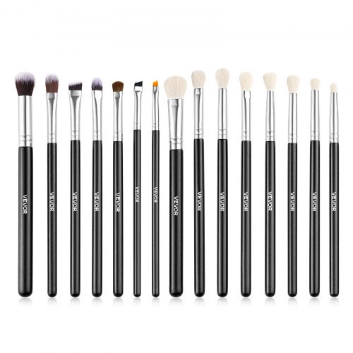 VEVOR Pinselset Makeup, 15-teiliges professionelles Schminkpinsel Set für Grundierung, Lidschatten, mit weichen synthetischen Borsten, ergonomischem Holzgriff, Aluminiumzwinge, für Gesicht, Augen