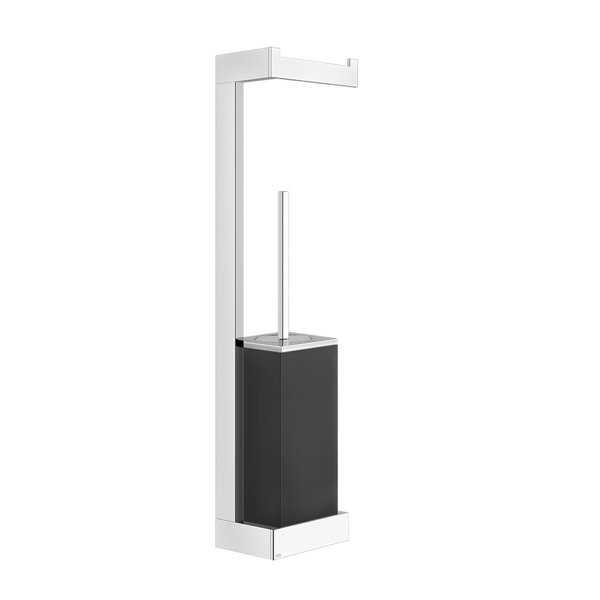 Gessi Rettangolo Accessoires Kombination mit Papierrollenhalter und Toilettenbürstengarnitur schwarz, Wandmontage, 20868726