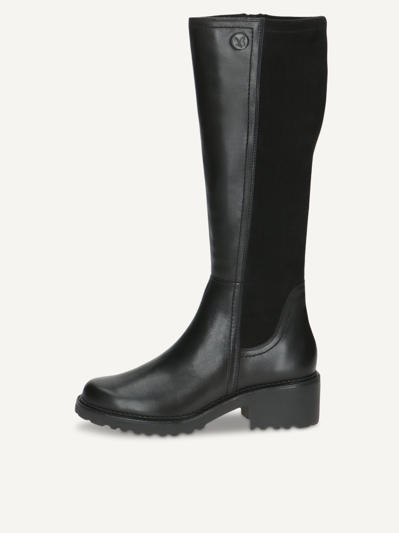 CAPRICE Stiefel, schwarz, aus Leder und Textil mit Blockabsatz, Gr. 42