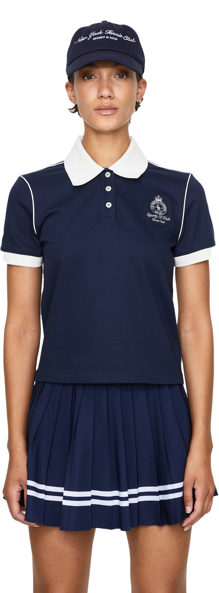 Poloshirt 'Crown 70s Pique' Marineblau