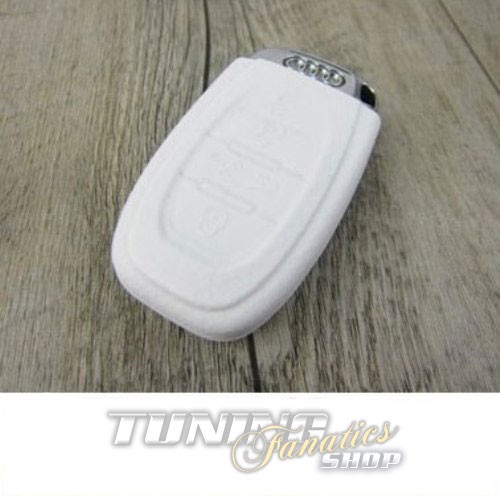 Cover Schlüsseltasche Klappschlüssel Schlüssel Etui in Gummi WEISS für Audi *NEU