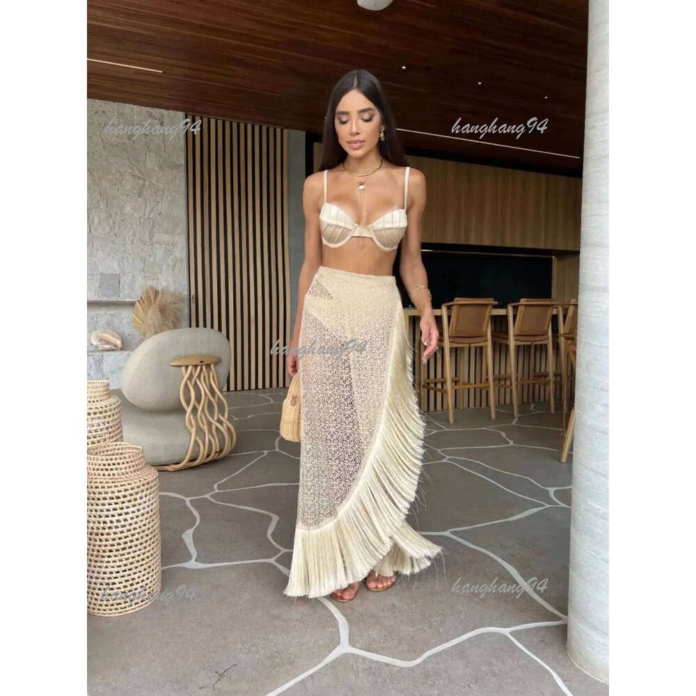 2025 3 Photos Ensemble avec jupe à paquet Bikini Femmes Butting de maillot de bain High Wistrwear Bathing Bathing Fissure Beachwear Biquini 25011