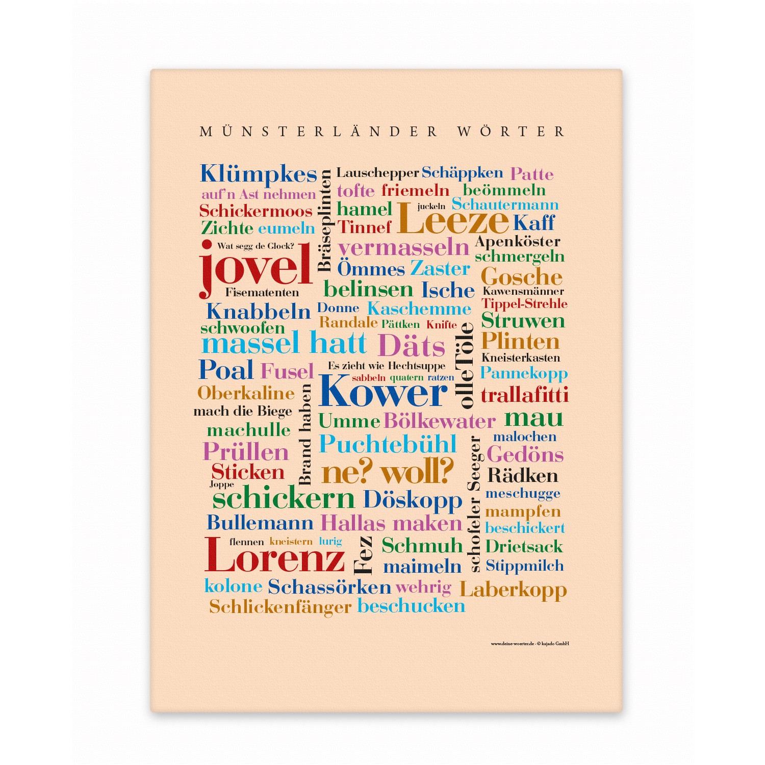 Leinwand Münsterländer Wörter - Keilrahmen - 20x30 cm