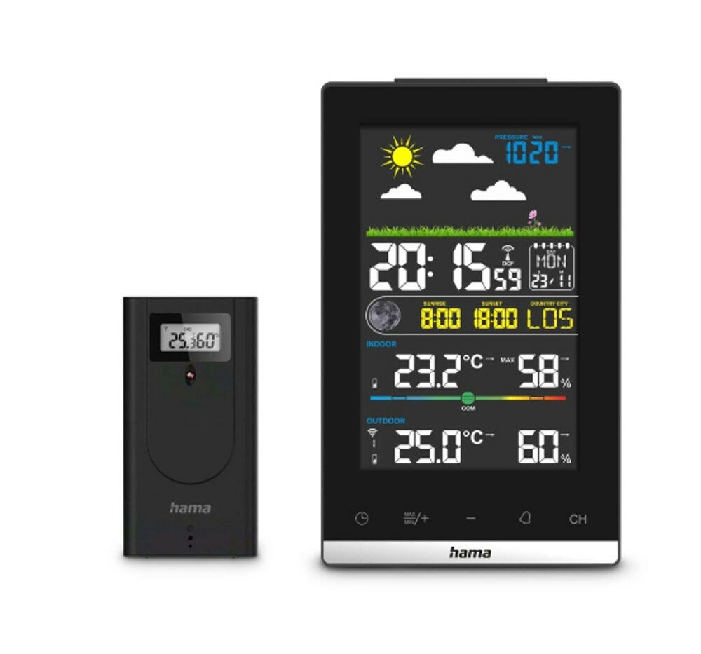 Hama 00222239 Digitale Wetterstation Schwarz Akku