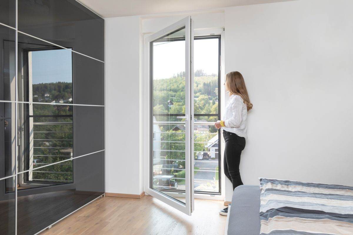 Schellenberg Fliegengitter für bodentiefe Fenster Premium, anthrazit, 120 x 240 cm